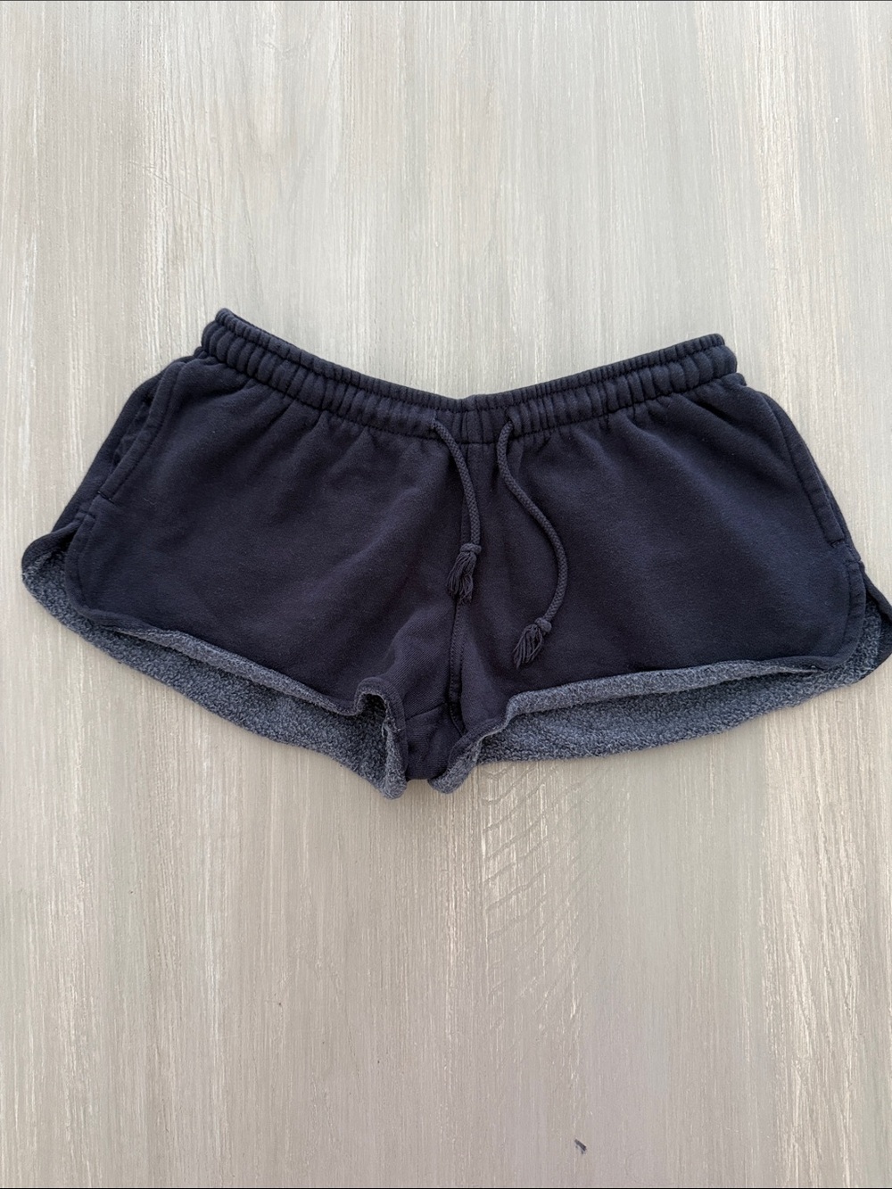 Brandy Melville Women's Navy Fleece Lounge Shorts - Casual Drawstring